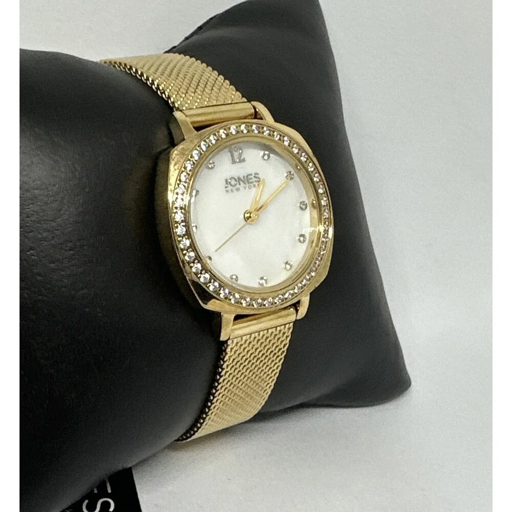 Jones New York JNY11582 Women Gold Stainless Steel Mesh Analog Dial Watch HME640